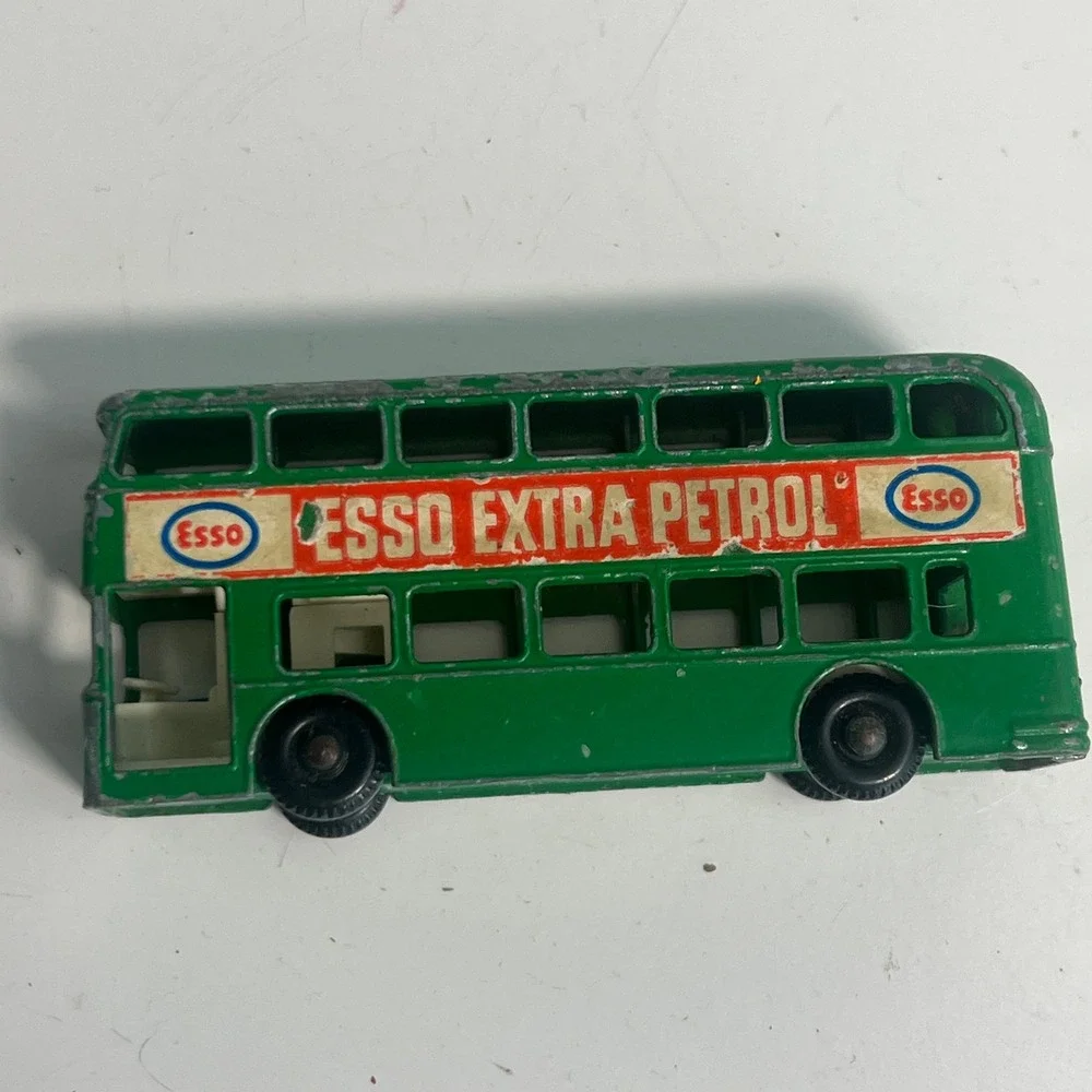 Vintage Matchbox Lesney No 74 Daimler Bus Green Esso Extra Petrol Made England